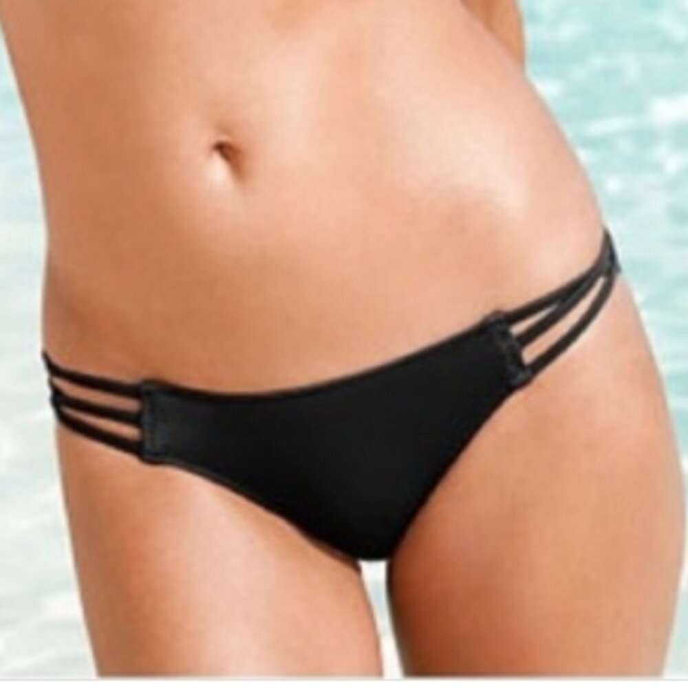 Victoria's Secret | Black "The Strappy Cheeky" Bikini Bottoms | Size Medium